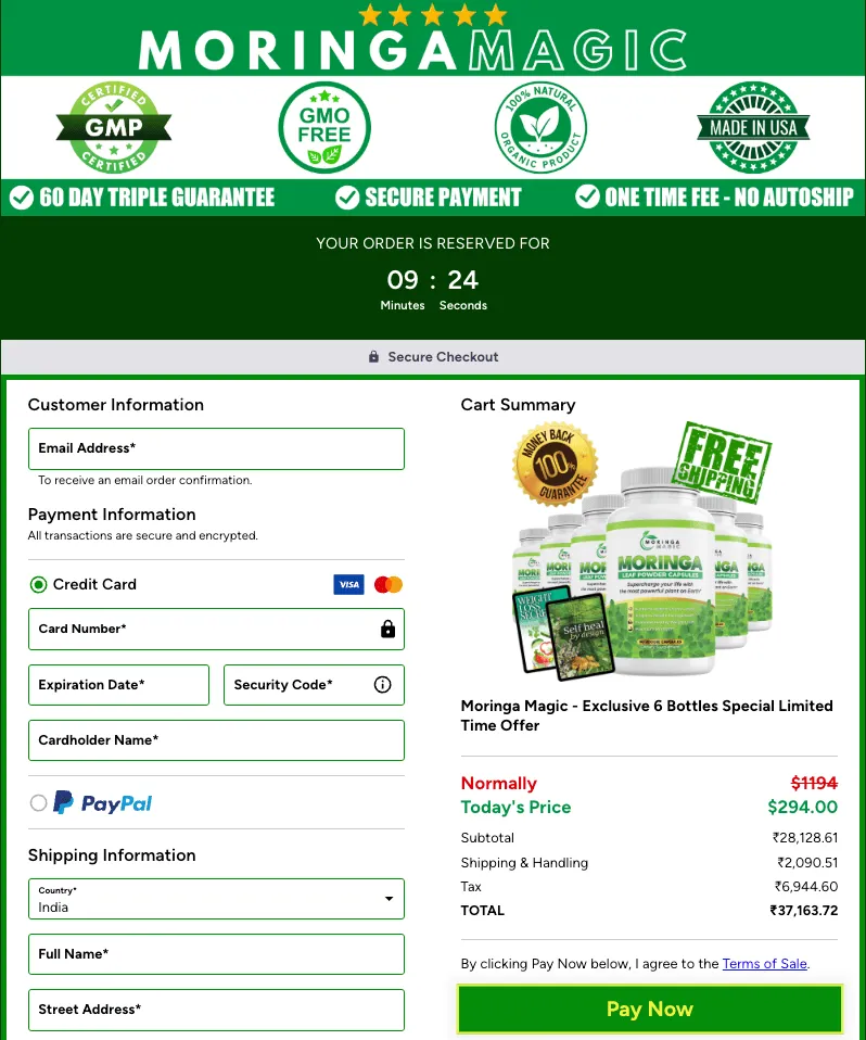 Moringa Magic Order Page